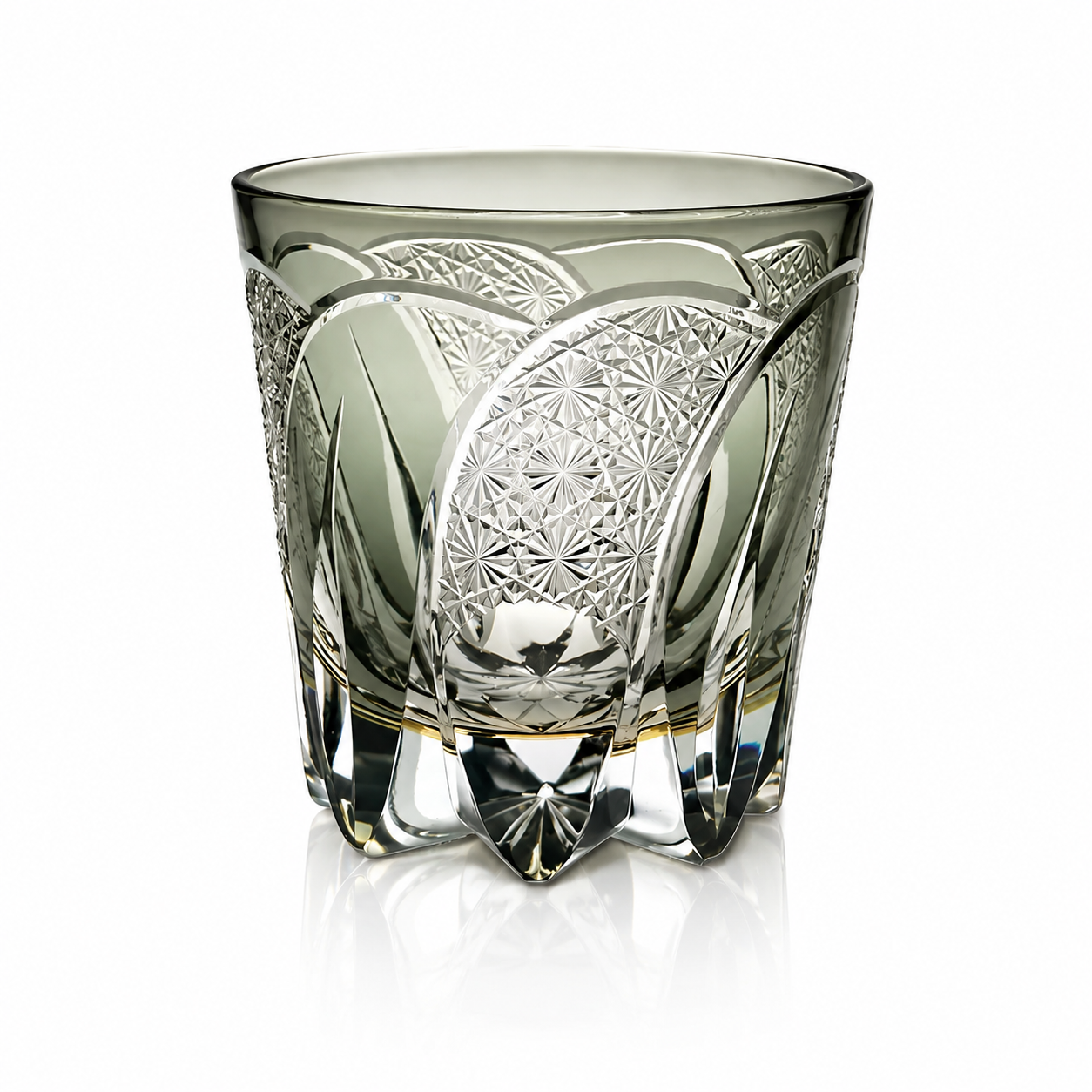 Moon Rainbow Sage Gray Edo Kiriko Whisky Glass | Japanese Crystal Tumbler - Product image 1
