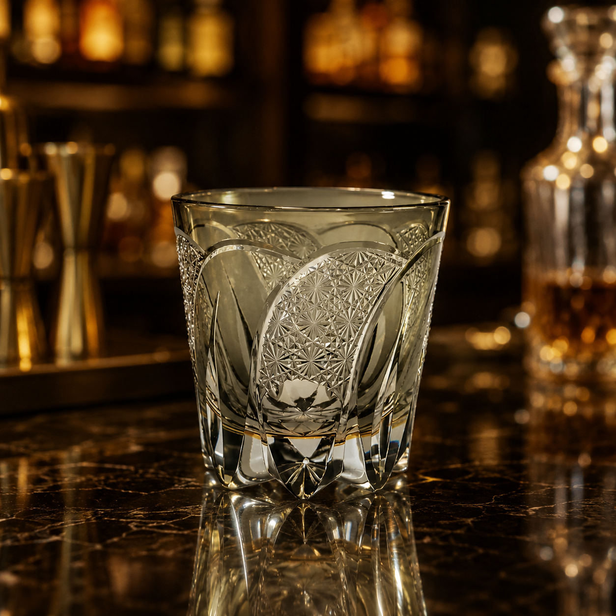 Moon Rainbow Sage Gray Edo Kiriko Whisky Glass | Japanese Crystal Tumbler - Product image 2