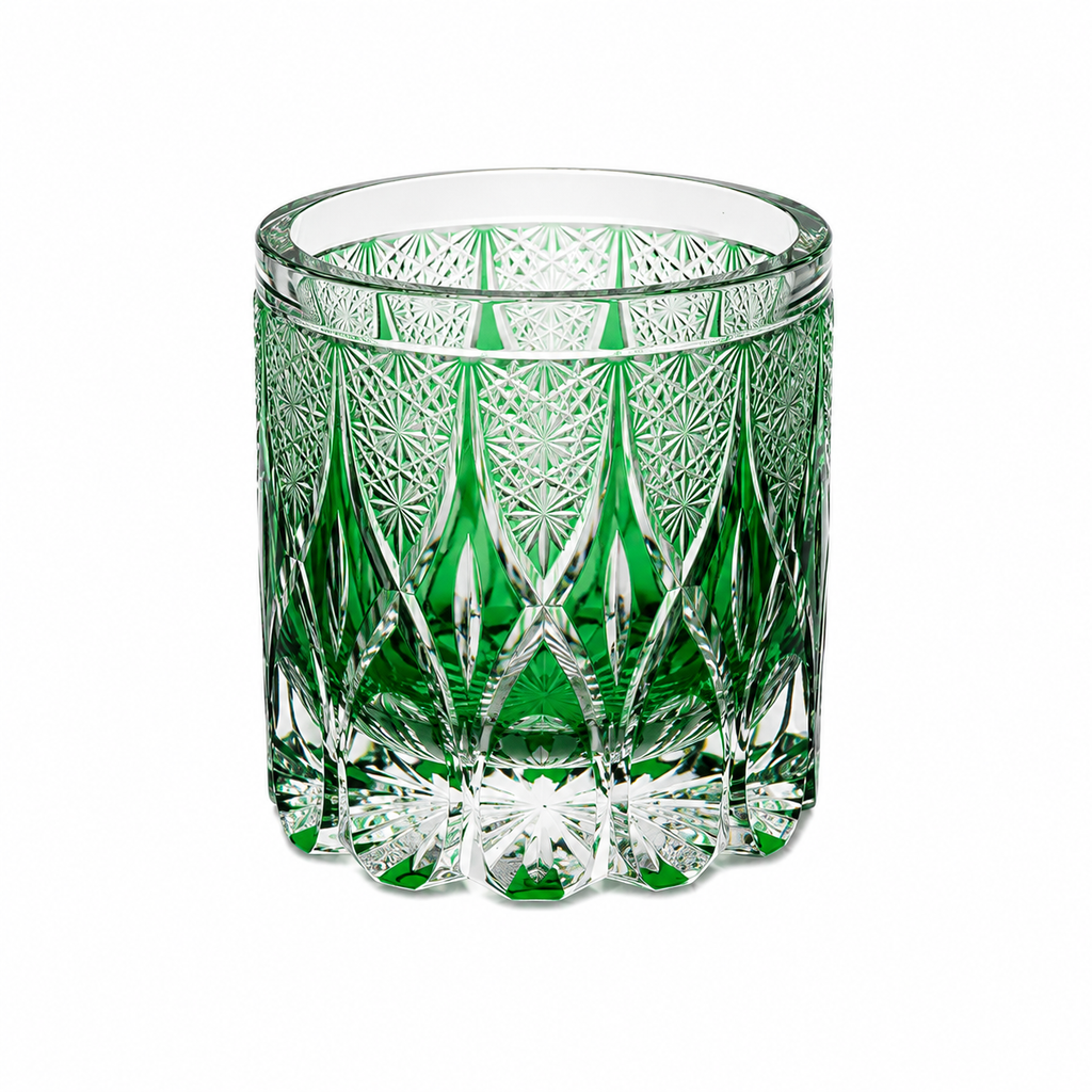 Green Bamboo Edo Kiriko Whisky Glass | Japanese Crystal Tumbler - Product image 1