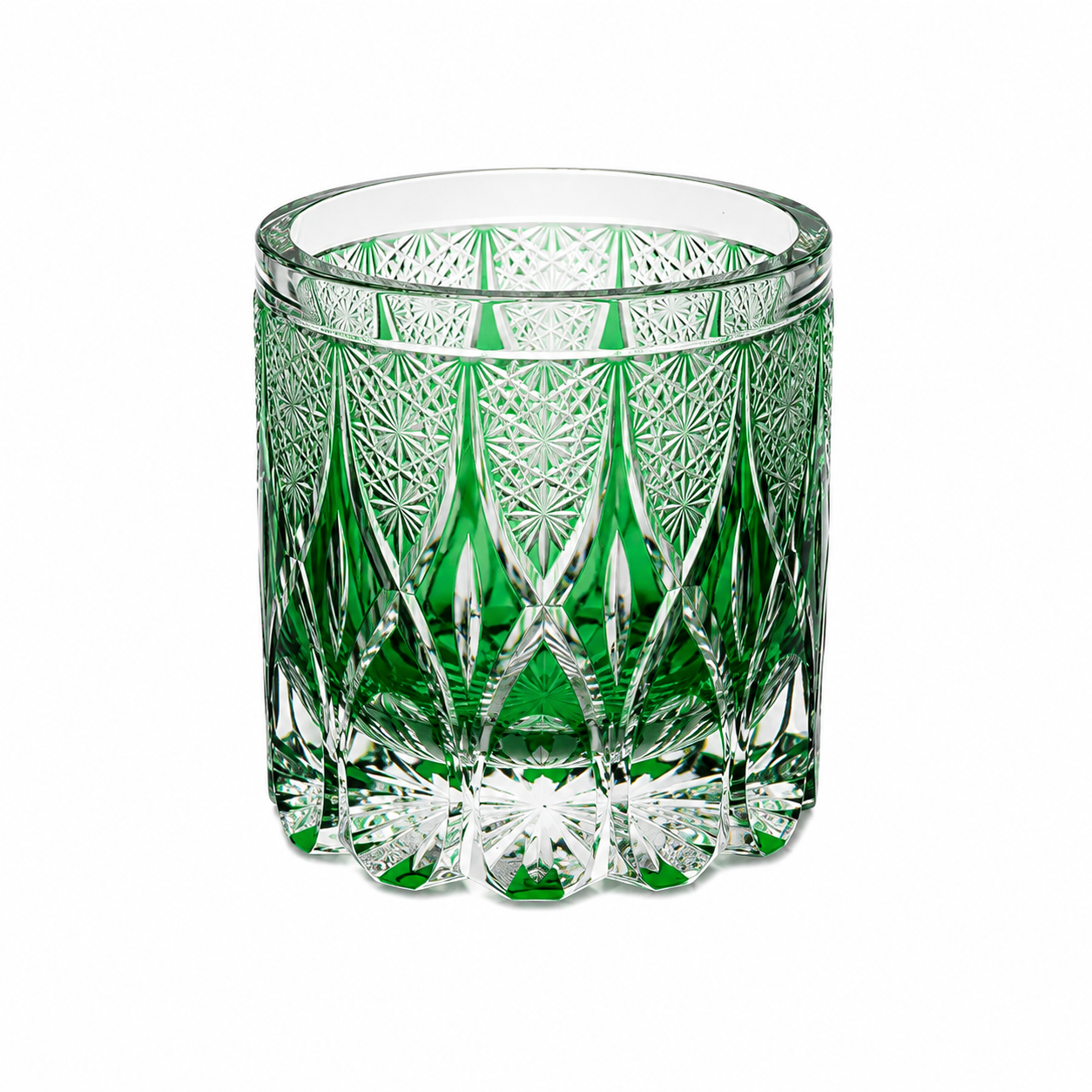 Green Bamboo Edo Kiriko Whisky Glass | Japanese Crystal Tumbler - Product image 1