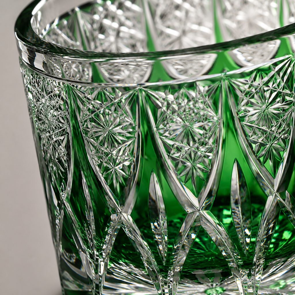 Green Bamboo Edo Kiriko Whisky Glass | Japanese Crystal Tumbler - Product image 4