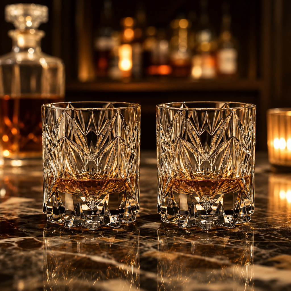 K9 Crystal Whisky Glass Gift Set | Pair of Faceted Tumblers - Product image 2