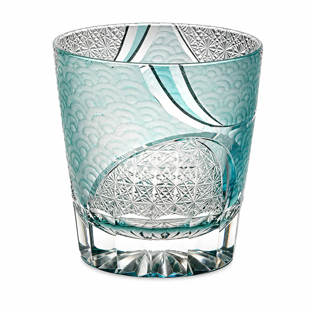 Ink-Wash Blue Cloud Edo Kiriko Whisky Glass | Japanese Crystal Tumbler - Product image 1