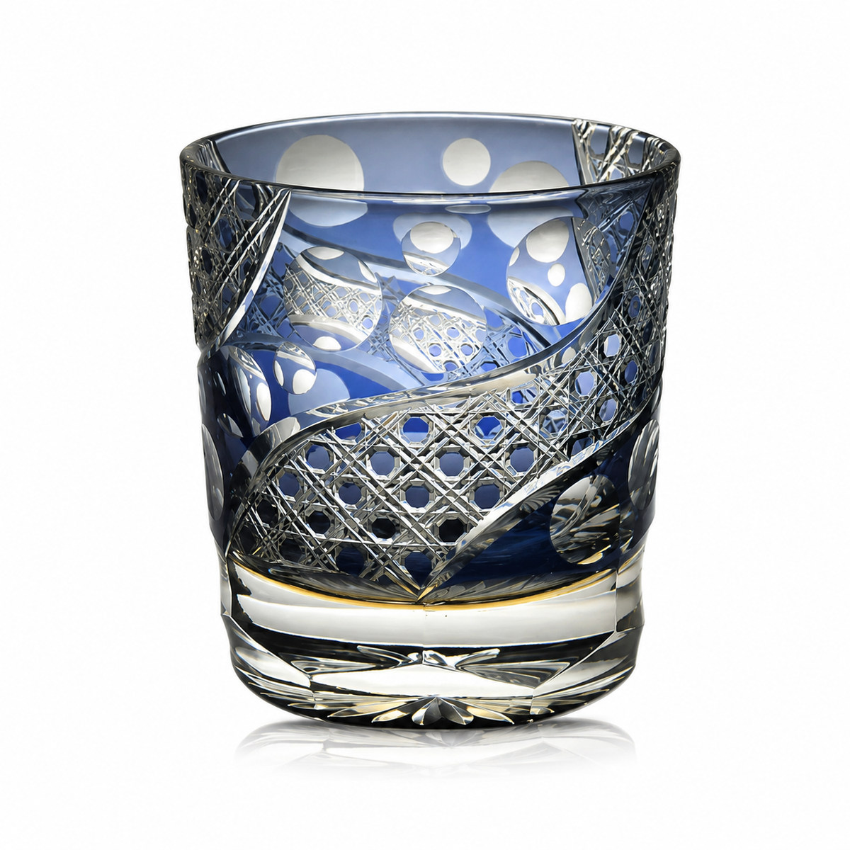 Moonlit Stars Blue Edo Kiriko Whisky Glass | Japanese Crystal Tumbler - Product image 1