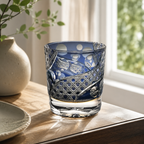 Moonlit Stars Blue Edo Kiriko Whisky Glass | Japanese Crystal Tumbler - Product image 3