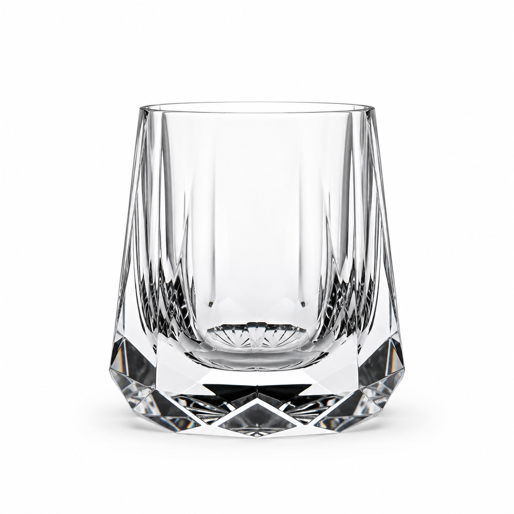 Zeus Stone Heavy-Base Crystal Whisky Glass | Modern Faceted Tumbler - Product image 1