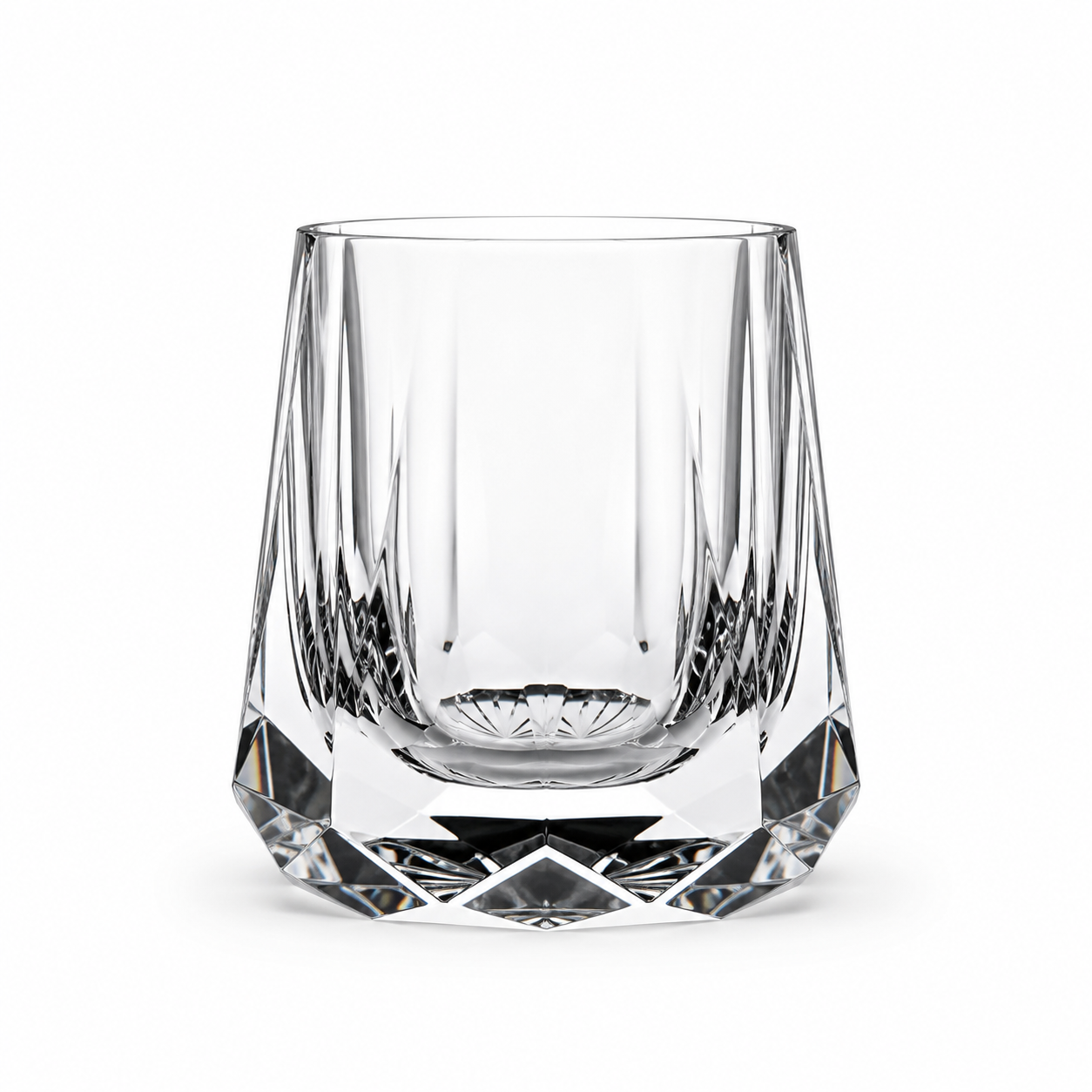 Zeus Stone Heavy-Base Crystal Whisky Glass | Modern Faceted Tumbler - Product image 1