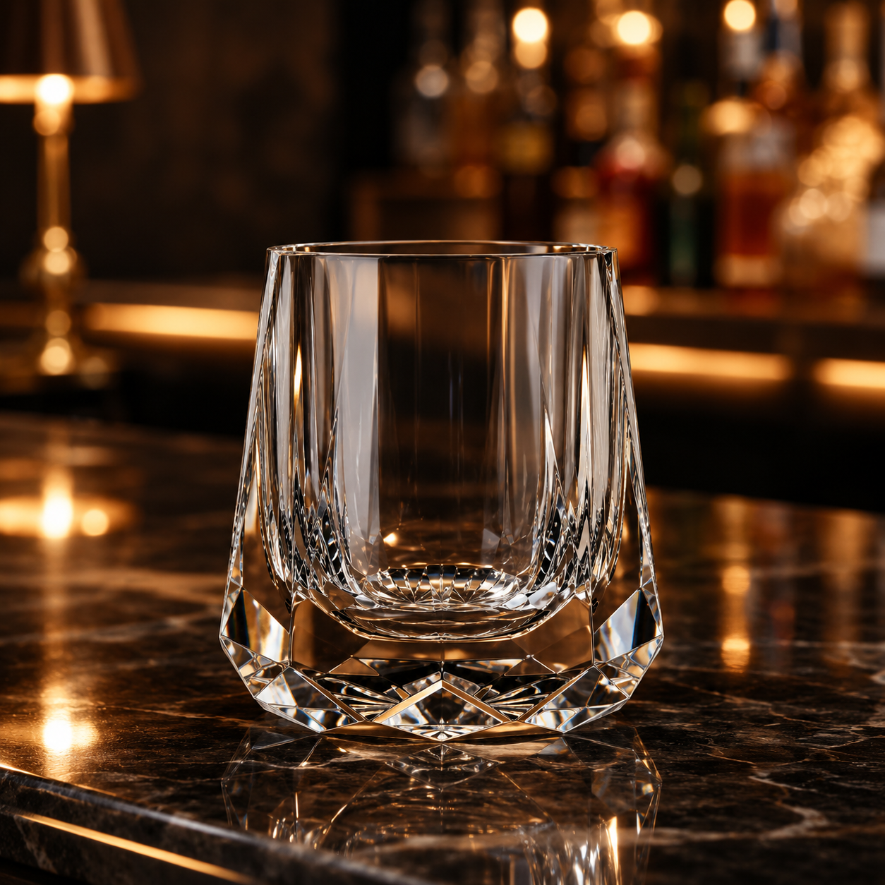 Zeus Stone Heavy-Base Crystal Whisky Glass | Modern Faceted Tumbler - Product image 2