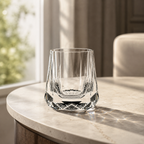 Zeus Stone Heavy-Base Crystal Whisky Glass | Modern Faceted Tumbler - Product image 3