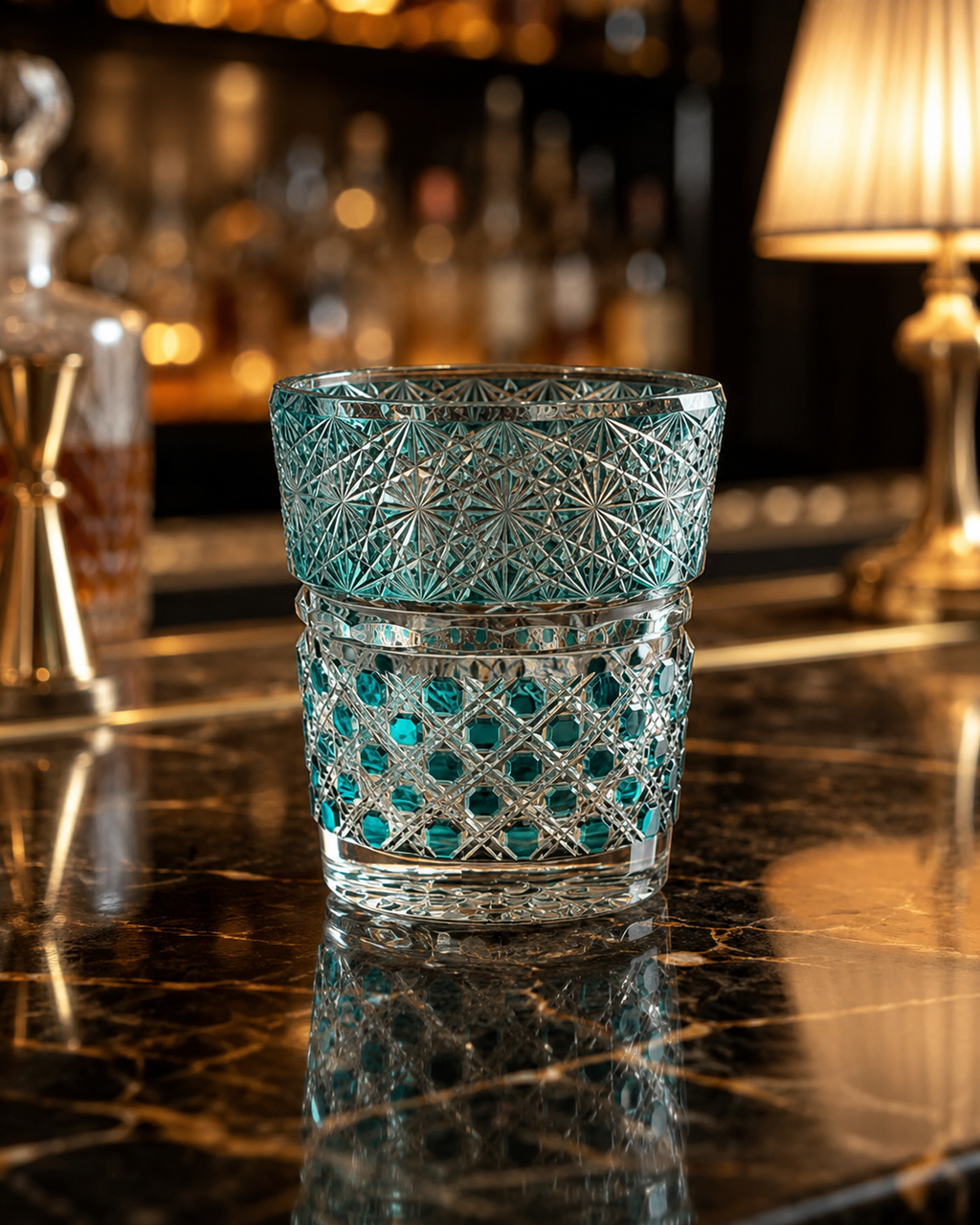 Pearl Jewel Turquoise Edo Kiriko Whisky Glass | Japanese Crystal Tumbler - Product image 2