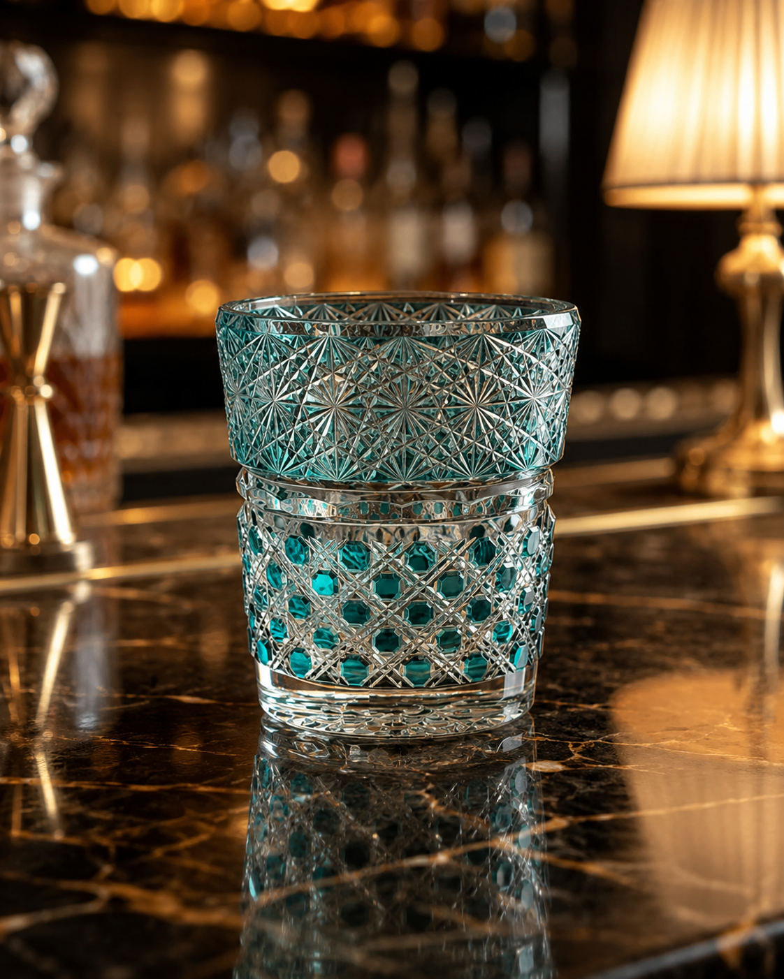 Pearl Jewel Turquoise Edo Kiriko Whisky Glass | Japanese Crystal Tumbler - Product image 2