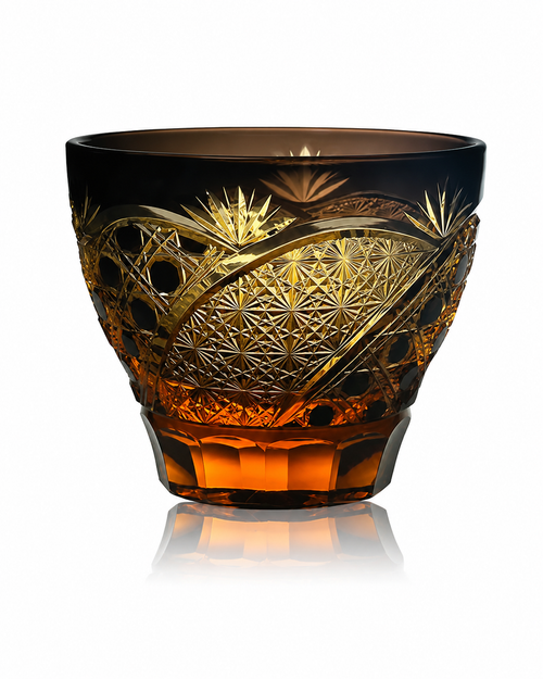 Amber Moonlit Night Wide Edo Kiriko Whisky Glass | Japanese Crystal Tumbler - Product image 1