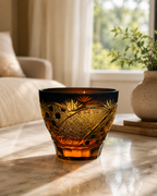 Amber Moonlit Night Wide Edo Kiriko Whisky Glass | Japanese Crystal Tumbler - Product image 3