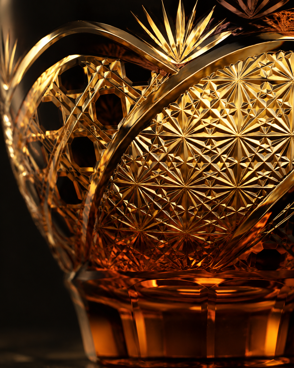 Amber Moonlit Night Wide Edo Kiriko Whisky Glass | Japanese Crystal Tumbler - Product image 4