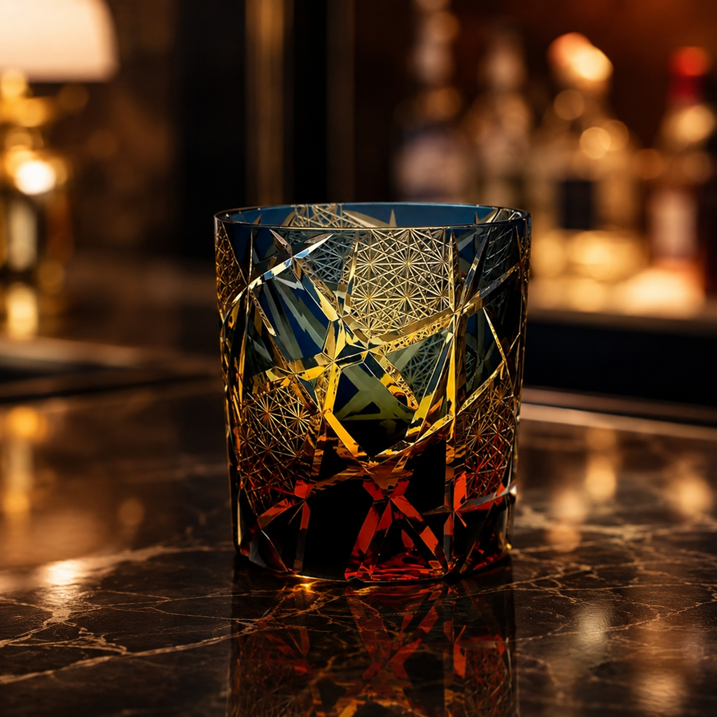 Ragnarok Variant Edo Kiriko Whisky Glass | Multicolor Japanese Tumbler - Product image 2