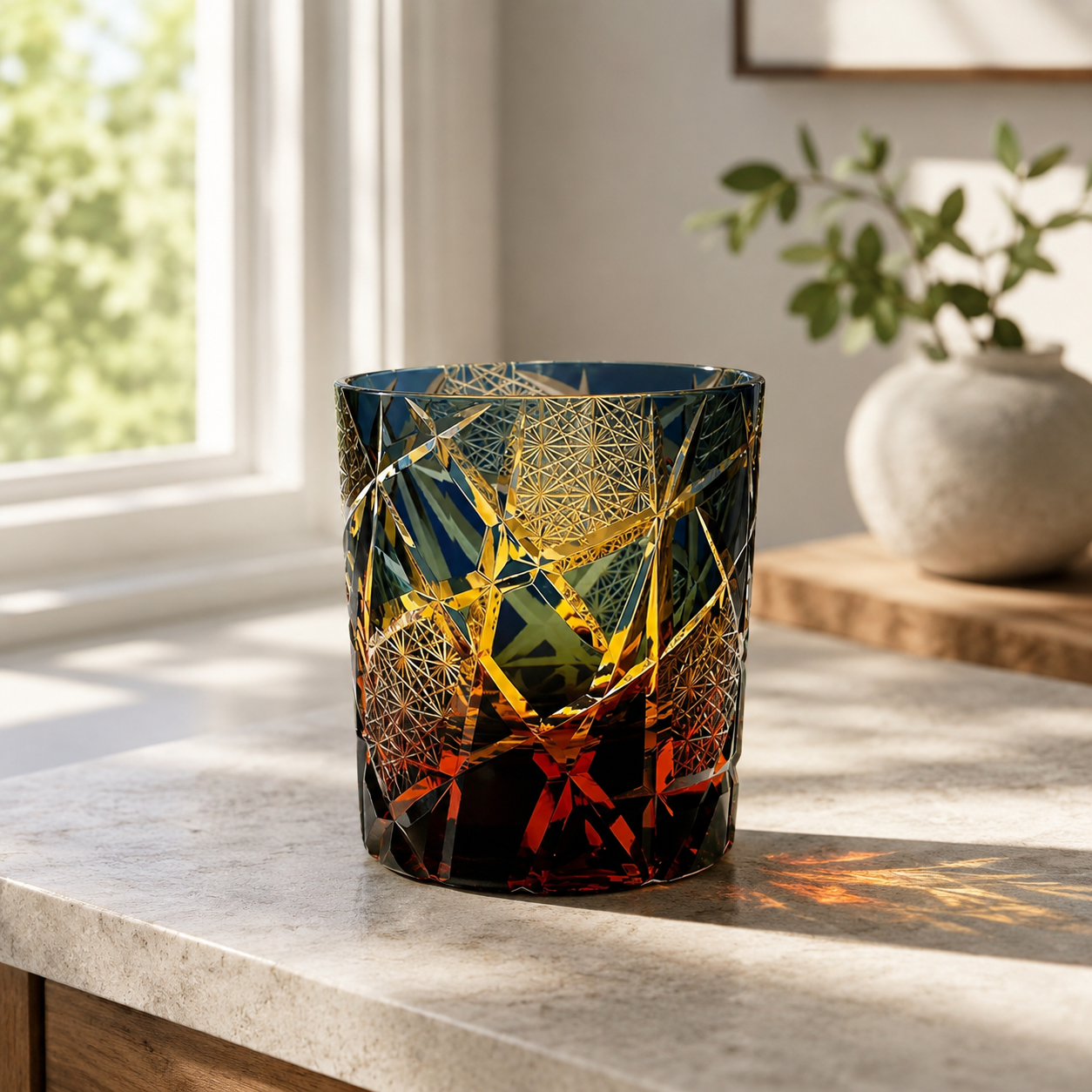 Ragnarok Variant Edo Kiriko Whisky Glass | Multicolor Japanese Tumbler - Product image 3