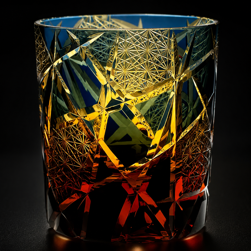 Ragnarok Variant Edo Kiriko Whisky Glass | Multicolor Japanese Tumbler - Product image 4