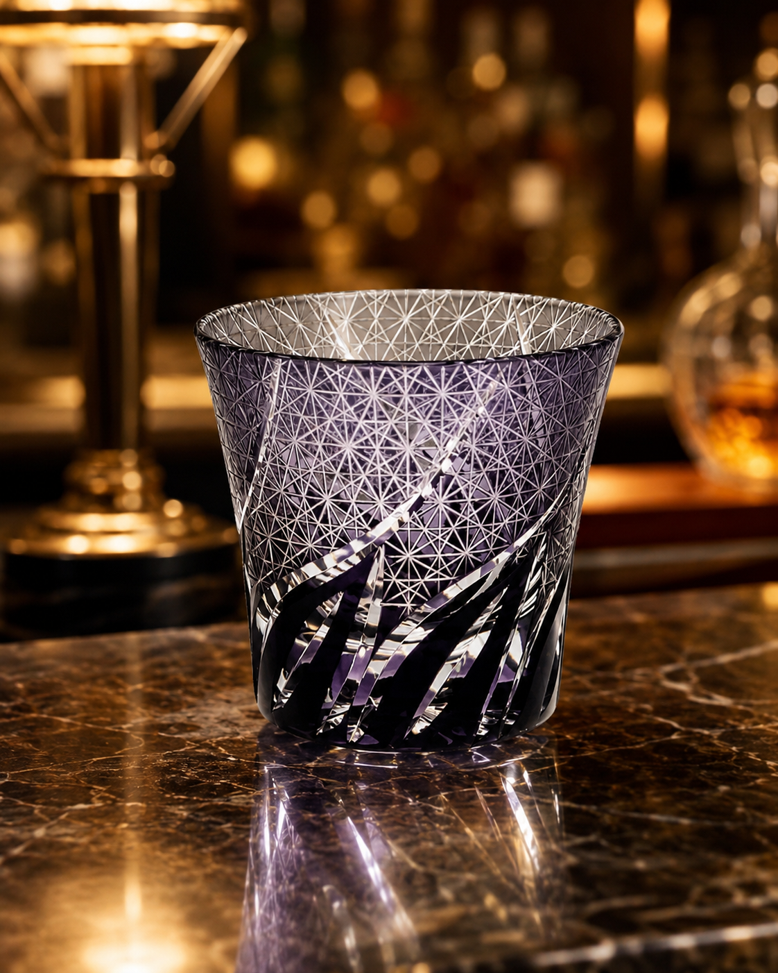 Purple Dawn Edo Kiriko Whisky Glass | Japanese Crystal Tumbler - Product image 2