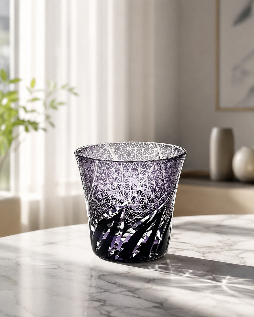 Purple Dawn Edo Kiriko Whisky Glass | Japanese Crystal Tumbler - Product image 3